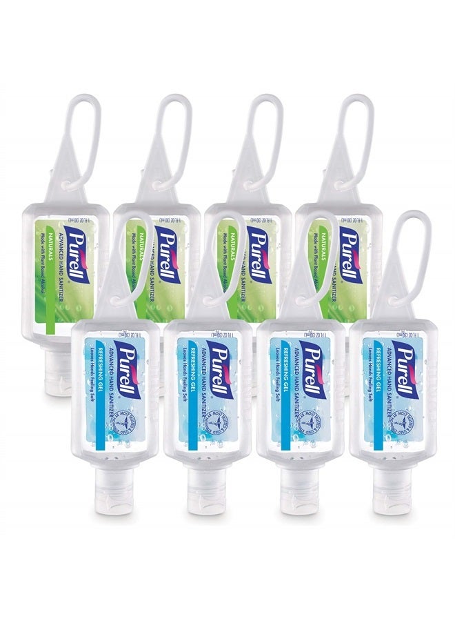 Purell Advanced Hand Sanitizer Variety Pack, Naturals and Refreshing Gel, 1 Fl Oz Travel Size Flip-Cap Bottle with Jelly Wrap Carrier (Pack of 8), 3900-09-ECSC - Image 1