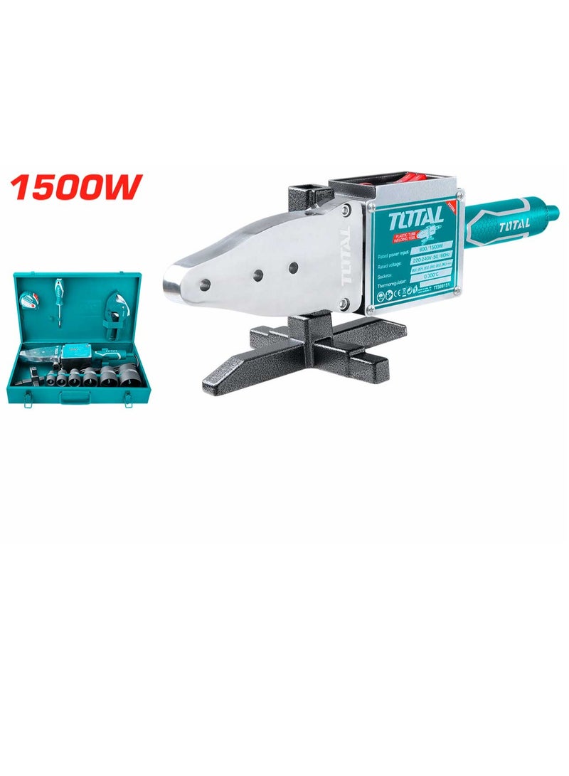 TOTAL Total Plastic Tube Welding Tool 800W/1500W, 20-63mm Welding Diameter, for PP-R, PB, PE, PE-RT Pipes, Includes 6 Welding Sockets, Pipe Cutter, Screwdriver, and More - Portable Metal Case - Image 1