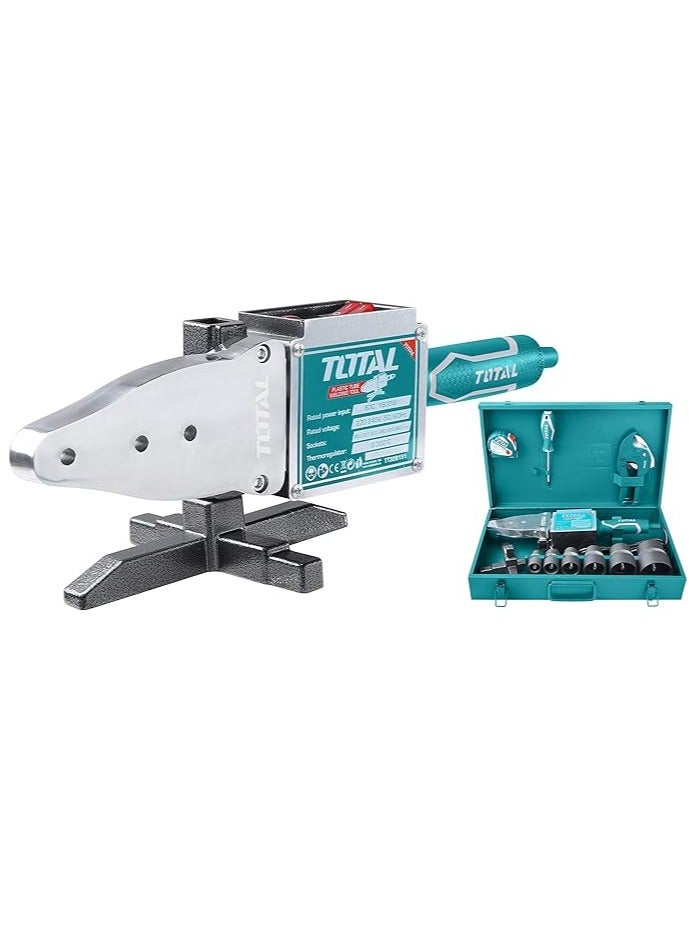 TOTAL Total Plastic Tube Welding Tool 800W/1500W, 20-63mm Welding Diameter, for PP-R, PB, PE, PE-RT Pipes, Includes 6 Welding Sockets, Pipe Cutter, Screwdriver, and More - Portable Metal Case - Image 3