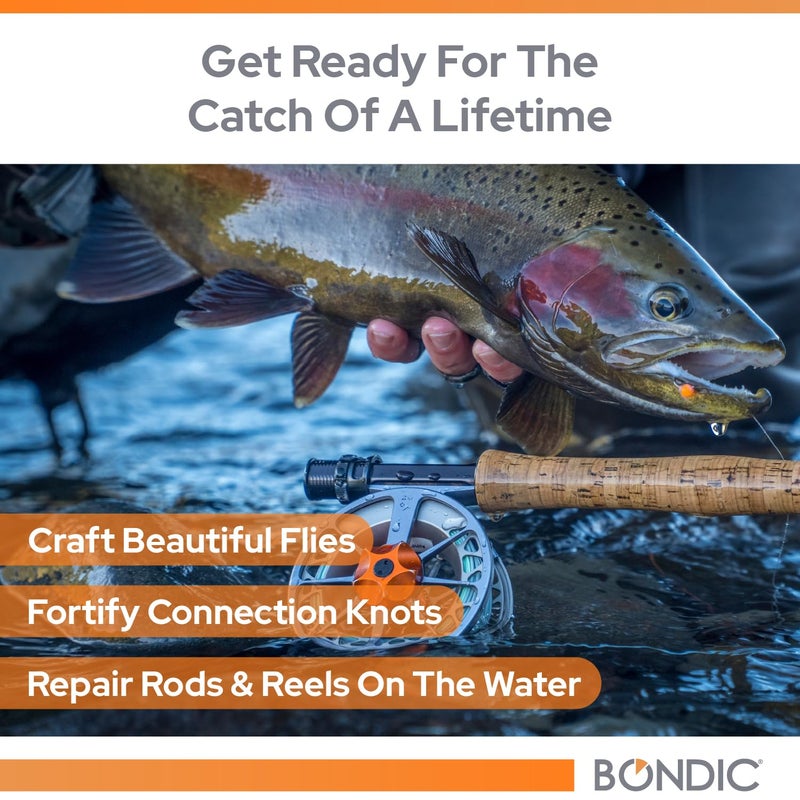 BONDIC طقم لاصق بوندك UV، أداة إصلاح صيد السمك للطائرات، لاصق فائق، طقم ربط الطائرات، لحام بلاستيك سائل UV، أدوات وإكسسوارات الصيد (ضوء LED وخرطوشة سائلة في علبة معدنية) - Image 2