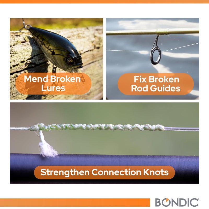 BONDIC طقم لاصق بوندك UV، أداة إصلاح صيد السمك للطائرات، لاصق فائق، طقم ربط الطائرات، لحام بلاستيك سائل UV، أدوات وإكسسوارات الصيد (ضوء LED وخرطوشة سائلة في علبة معدنية) - Image 4