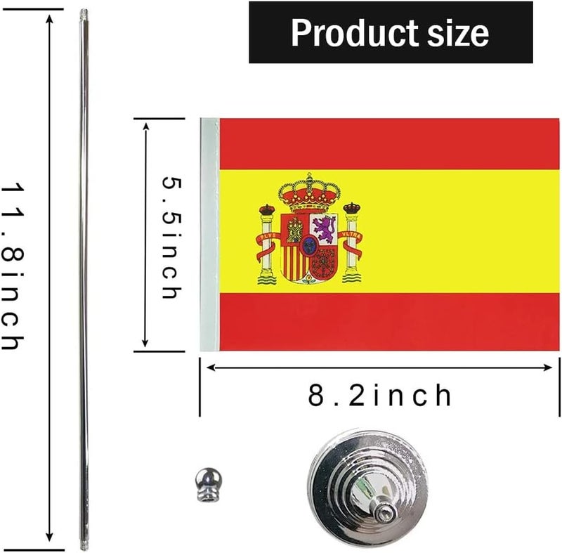 mflagperft Spain Flag Spanish Flags, Small Mini Spanish Desk Flag, Used for Table Office Classroom Home Patriotic Events Decorations - Image 2