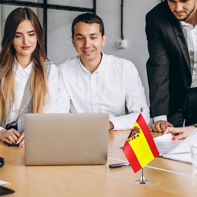 mflagperft Spain Flag Spanish Flags, Small Mini Spanish Desk Flag, Used for Table Office Classroom Home Patriotic Events Decorations - Image 4