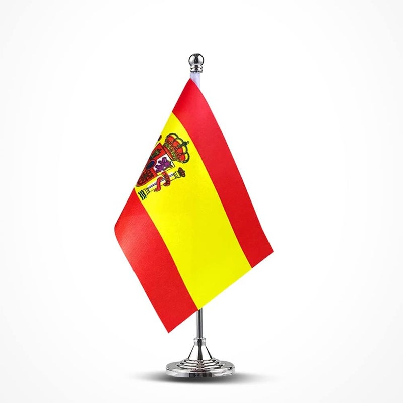 mflagperft Spain Flag Spanish Flags, Small Mini Spanish Desk Flag, Used for Table Office Classroom Home Patriotic Events Decorations - Image 1