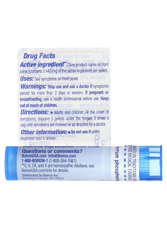 Boiron, Ferrum Phosphoricum, 6C, Mild Fever Relief, Approx. 80 Pellets
