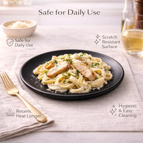 SEPARATE WAY Ceramic 10 Inch Matt Black Dinner Plates Set of 2, Serving for Lunch, Dinner & Breakfast Microwave & Dishwasher Safe - Image 2