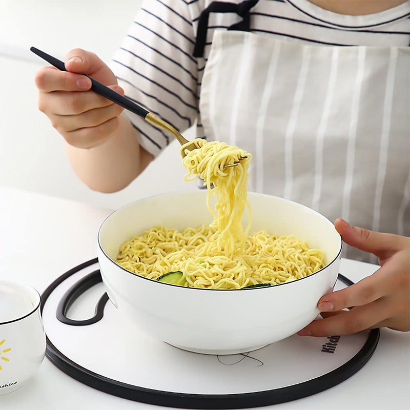 QINLANG 60 Ounces Large Soup Bowl  8 Inches Pho Bowls  Large Ramen Bowls Set of 3  Off-White Porcelain Big Serving Bowls for Salad and Kitchen - Image 5