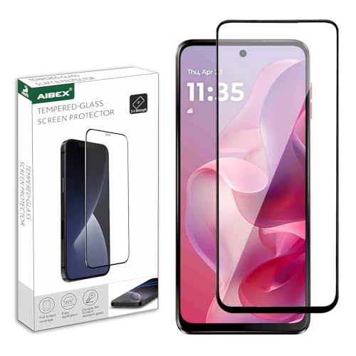 AIBEX Tempered Glass for Motorola G45 5G / Motorola G34 5G | 9H Hardness | Anti-Glare & Anti-Fingerprint | Water Resistant | Edge-to-Edge Full Screen Protector | Bubble-Free Installation - Image 1