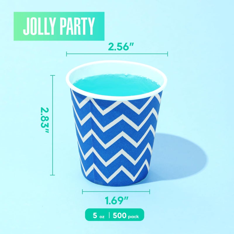 JOLLY PARTY 500 Pack 5oz Paper Cups, Multicolor Paper Disposable Cups, Small Mouthwash Cups, Cold Beverage Drinking Cup for Party, Travel and Event (Strip) - Image 2
