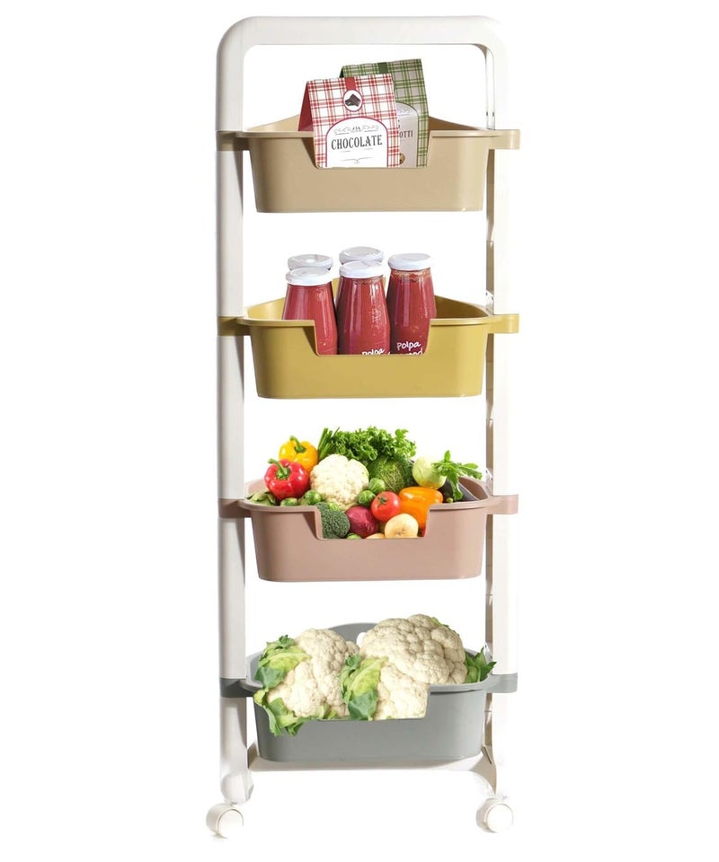 Kiwilon Multipurpose Rolling Utility Cart Trolley Storage Shelves for Storing School and Office Supplies Pantry Essentials Toys 4 Tier - Image 2