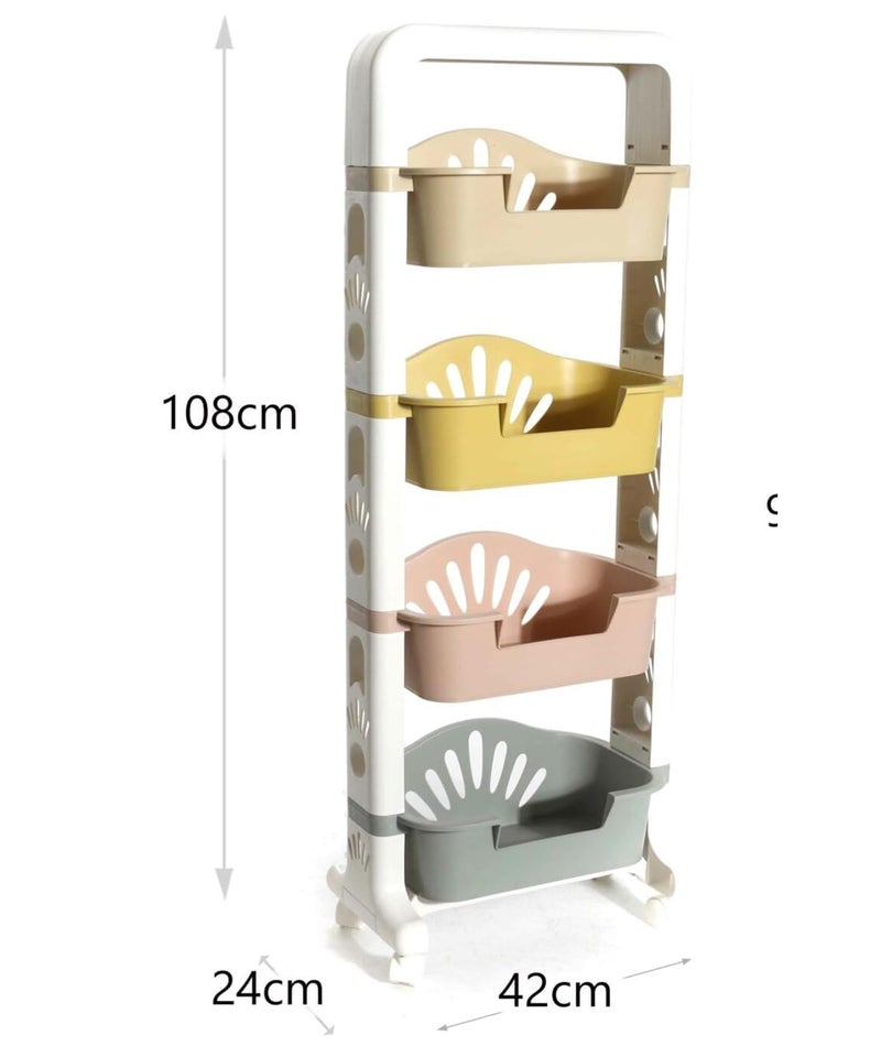 Kiwilon Multipurpose Rolling Utility Cart Trolley Storage Shelves for Storing School and Office Supplies Pantry Essentials Toys 4 Tier - Image 3