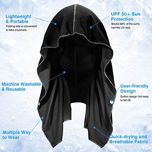 Sukeen Cooling Hoodie Towel, Cooling Towels for Neck and Face Quick Drying Absorbent, UV Protection Cooling Neck Wraps, Sport Workout Camping Cycling Cooling Towel - Image 2