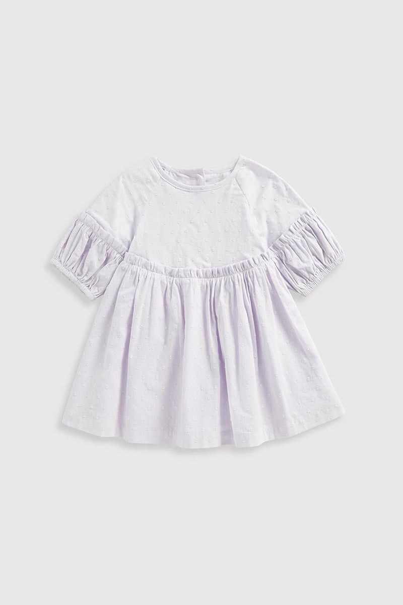 mothercare Lilac Woven Dobby Dress - Image 1