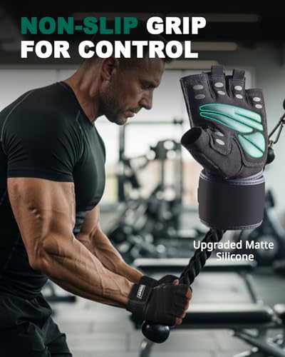 Trideer Workout Gloves for Men, Weight Lifting Gloves with Wrist Wrap Support, Full Palm Protection & Extra Grips for Weightlifting, Exercise, Cross Training, Fitness, Pull-up - Image 4