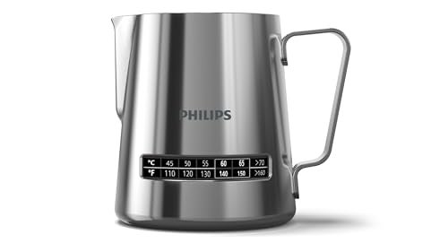 Philips Temperature Perfection Milk Jug - Integrated Temperature Indicator, Smooth Microfoam, Stainless Steel, 450ml Capacity, Perfect for Latte Art, Espresso Accessory (CA8012/10) - Image 3