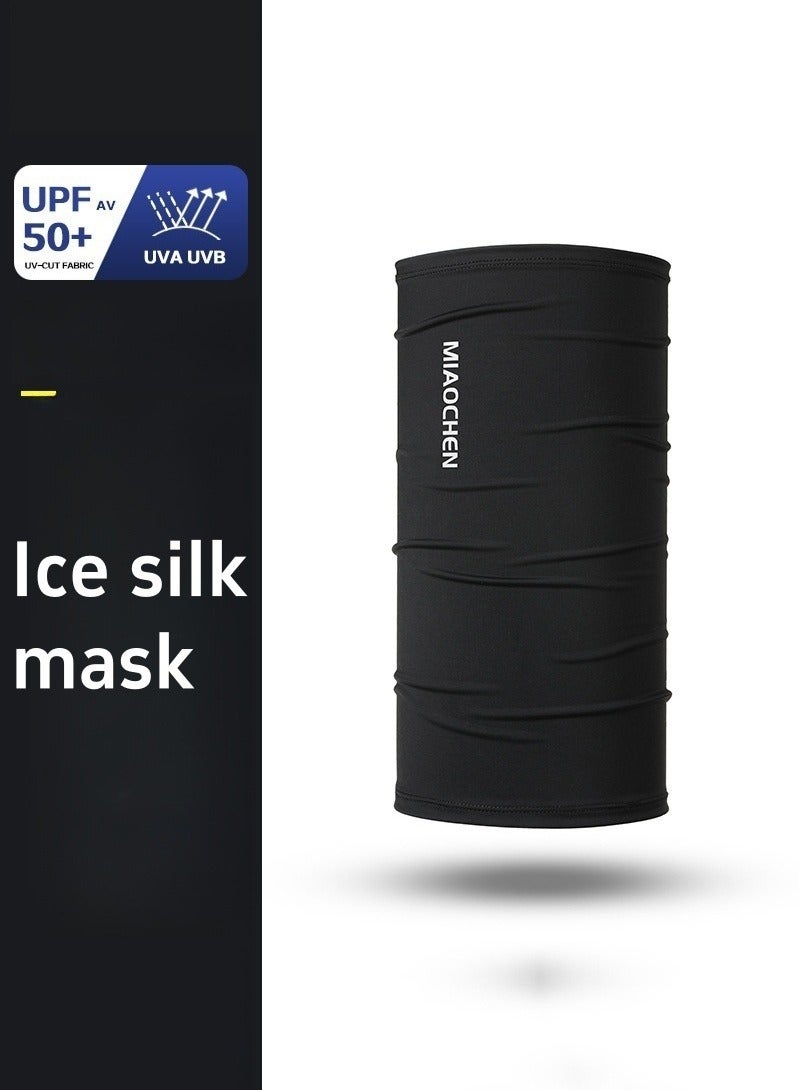 Generic Ultra-thin anti-ultraviolet arm sleeve sunscreen mask PDF50+ men's L size ice silk sleeve outdoor sports sunscreen 2-piece set black - Image 3