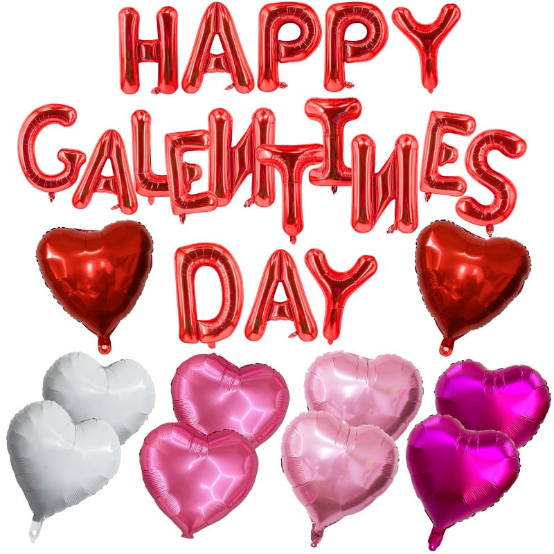 Zeptrix Happy Galentines Day Balloons Decorations 28Pcs Galentines Balloons Banner with Heart Shaped Balloon 16 inch Letters Balloon for Galentine Days Party Decorations Supplies - Image 1