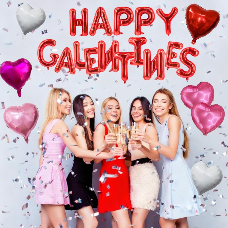 Zeptrix Happy Galentines Day Balloons Decorations 28Pcs Galentines Balloons Banner with Heart Shaped Balloon 16 inch Letters Balloon for Galentine Days Party Decorations Supplies - Image 5