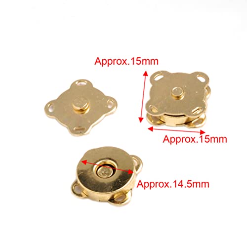 CooBigo 12 Sets Magnetic Snaps Buttons Sew in Magnetic Plum Bag Clasps Button Snaps for Purses Handbag Clothes Scrapbooking Closure Fastener Sewing Craft DIY (15mm) (Gold) - Image 2
