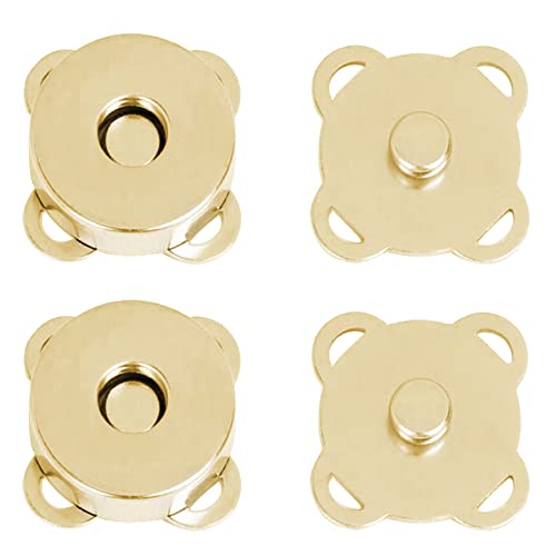 CooBigo 12 Sets Magnetic Snaps Buttons Sew in Magnetic Plum Bag Clasps Button Snaps for Purses Handbag Clothes Scrapbooking Closure Fastener Sewing Craft DIY (15mm) (Gold) - Image 1
