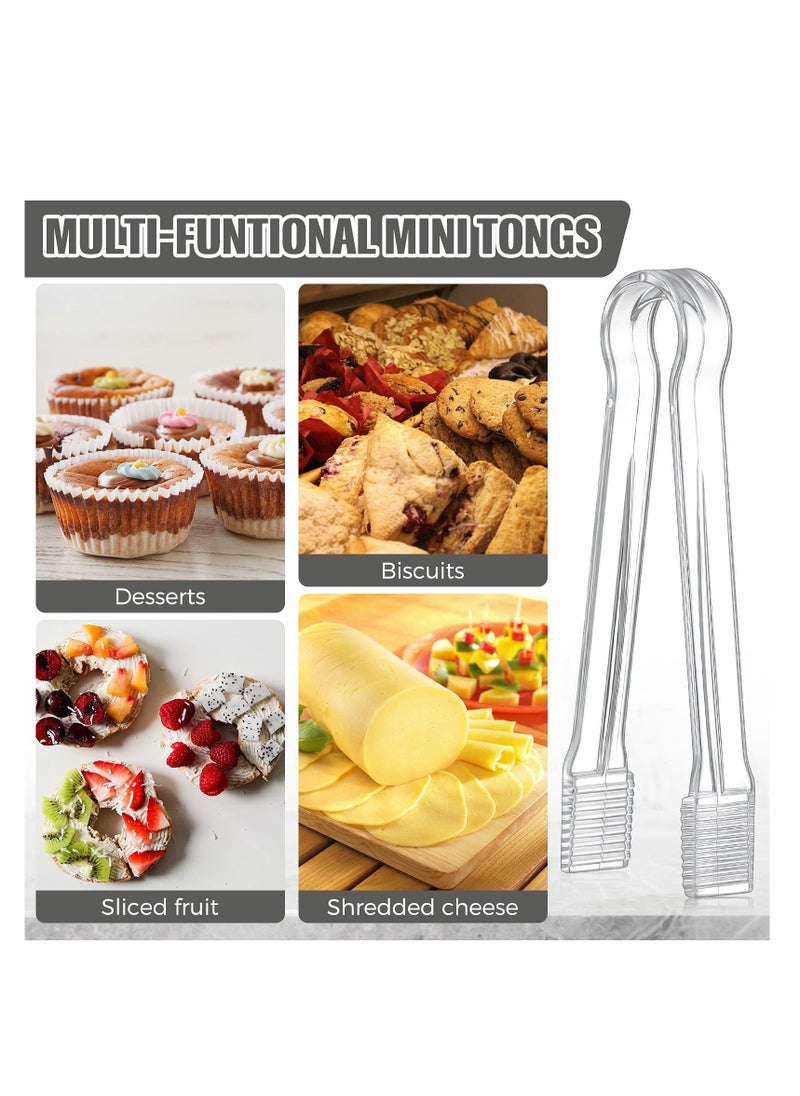 Excefore - Plastic Buffet Serving Tongs, 8 Pcs Mini Clear Kitchen Tongs 6.3 Inch Small Ice Tongs for Tea and Coffee, Party Catering, Appetizers, Salad, Desserts, Sandwich, Buffet Barbecue - Image 1