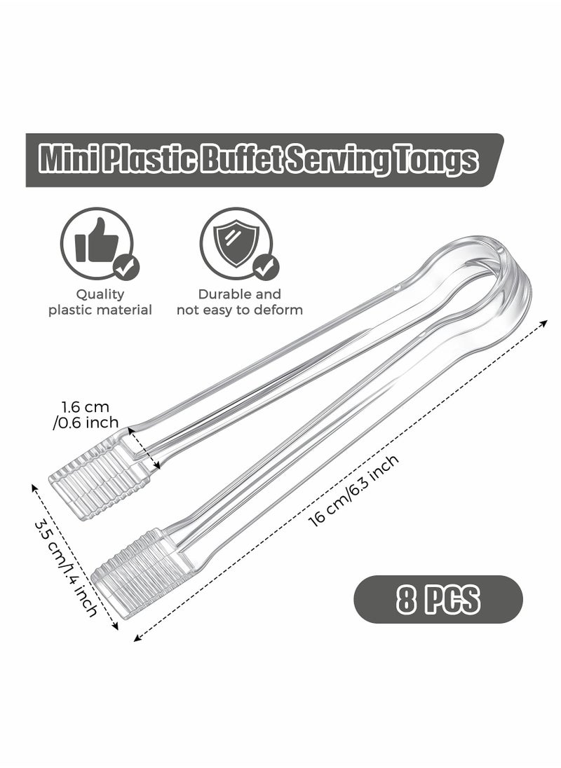 Excefore - Plastic Buffet Serving Tongs, 8 Pcs Mini Clear Kitchen Tongs 6.3 Inch Small Ice Tongs for Tea and Coffee, Party Catering, Appetizers, Salad, Desserts, Sandwich, Buffet Barbecue - Image 1