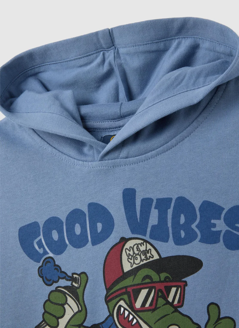 او في اس REGULAR FIT LIGHT BLUE CHILDREN'S SWEATSHIRT IN PURE COTTON