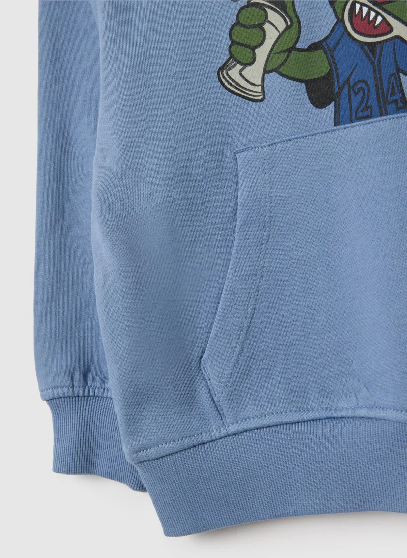 او في اس REGULAR FIT LIGHT BLUE CHILDREN'S SWEATSHIRT IN PURE COTTON