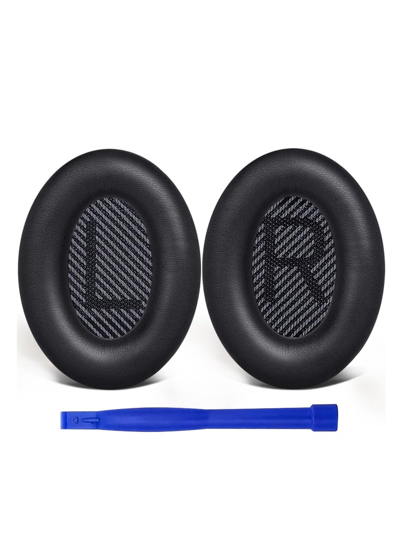 spa luxetique Replacement Earpads Cushions for Bose QuietComfort 35 (QC35) & Quiet Comfort 35 II (QC35 ii) Headphones, Ear Pads with Softer Leather, Noise Isolation Foam, Added Thickness (Black)  - Image 1