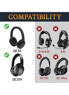spa luxetique Replacement Earpads Cushions for Bose QuietComfort 35 (QC35) & Quiet Comfort 35 II (QC35 ii) Headphones, Ear Pads with Softer Leather, Noise Isolation Foam, Added Thickness (Black)  - Image 2