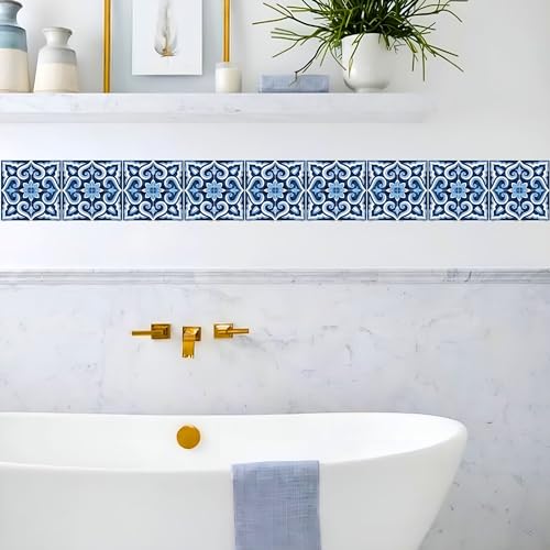Brandian Strip Tile Sticker Decorative Waterproof Peel and Stick Mosaic for Kitchen Backsplash and Wall Borders, Artistic and Durable (12 Strips, 48 x 10 cm Each - Final Size 576 x 10 cm) - Image 4