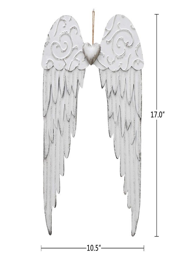 Linfevisi Angel Wings Metal Wall Art Decoration Antique Hanging Angel Wings Wall Decor with Heart Decorative Vintage Angel Wings Wall Sculpture Indoor Outdoor Wall Decor Hanging for Home Bedroom Living Room - Image 2