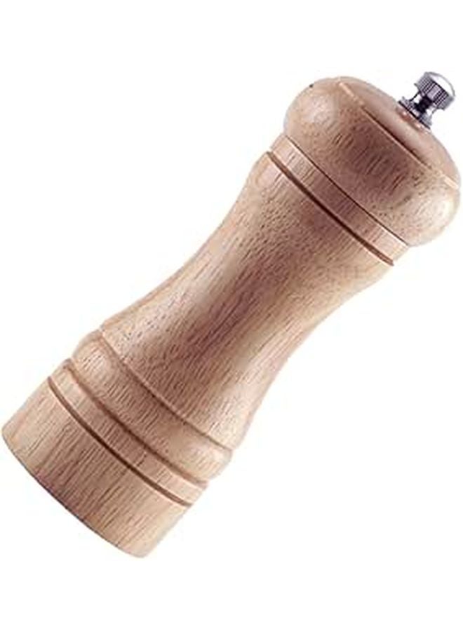 Wooden Manual Pepper Grinder With Ceramic Core Adjustable Salt Mill 5 Inch Natural Finish - Image 1