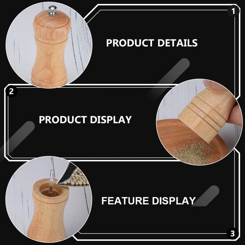 Wooden Manual Pepper Grinder With Ceramic Core Adjustable Salt Mill 5 Inch Natural Finish - Image 5