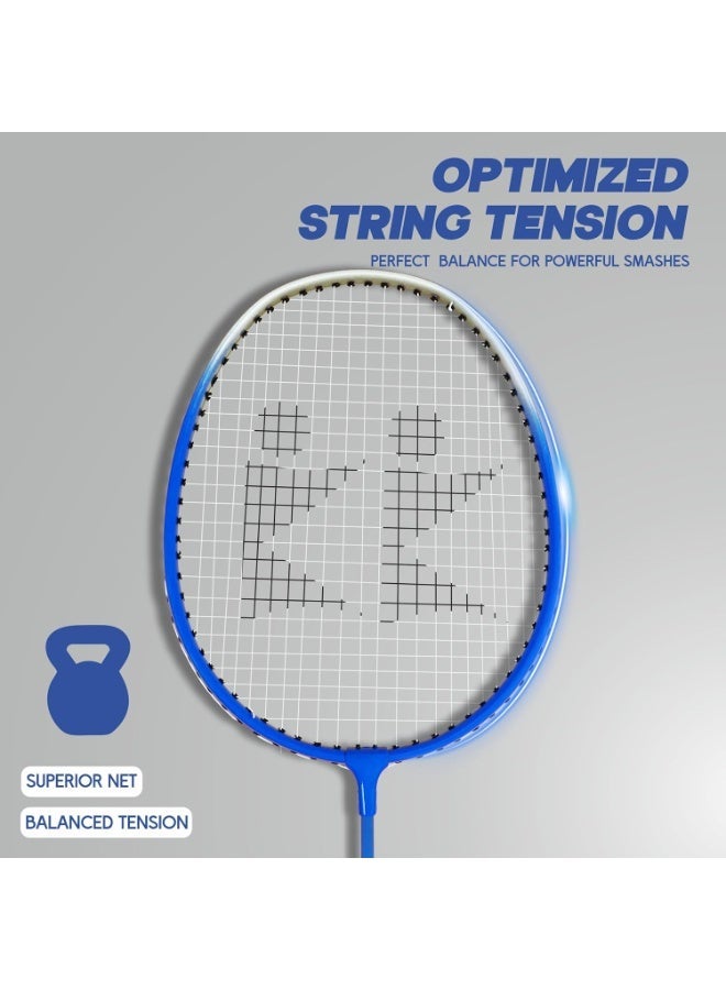 KONEX Lightweight Aluminium Composite Badminton Racquet with Free Cover | for Beginner and Intermediate Players (Blue Full Cover, Pack of 2) - Image 5