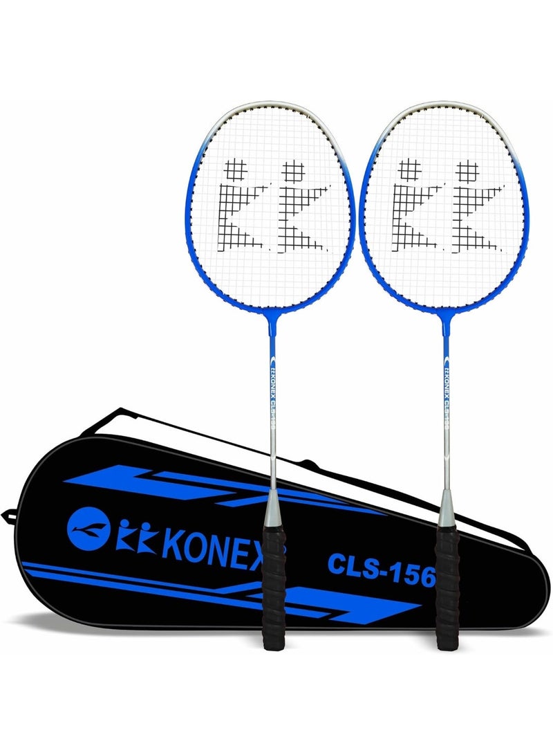 KONEX Lightweight Aluminium Composite Badminton Racquet with Free Cover | for Beginner and Intermediate Players (Blue Full Cover, Pack of 2) - Image 1