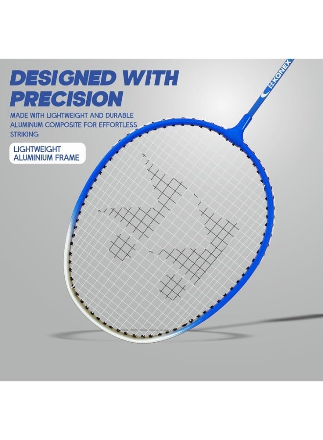 KONEX Lightweight Aluminium Composite Badminton Racquet with Free Cover | for Beginner and Intermediate Players (Blue Full Cover, Pack of 2) - Image 4