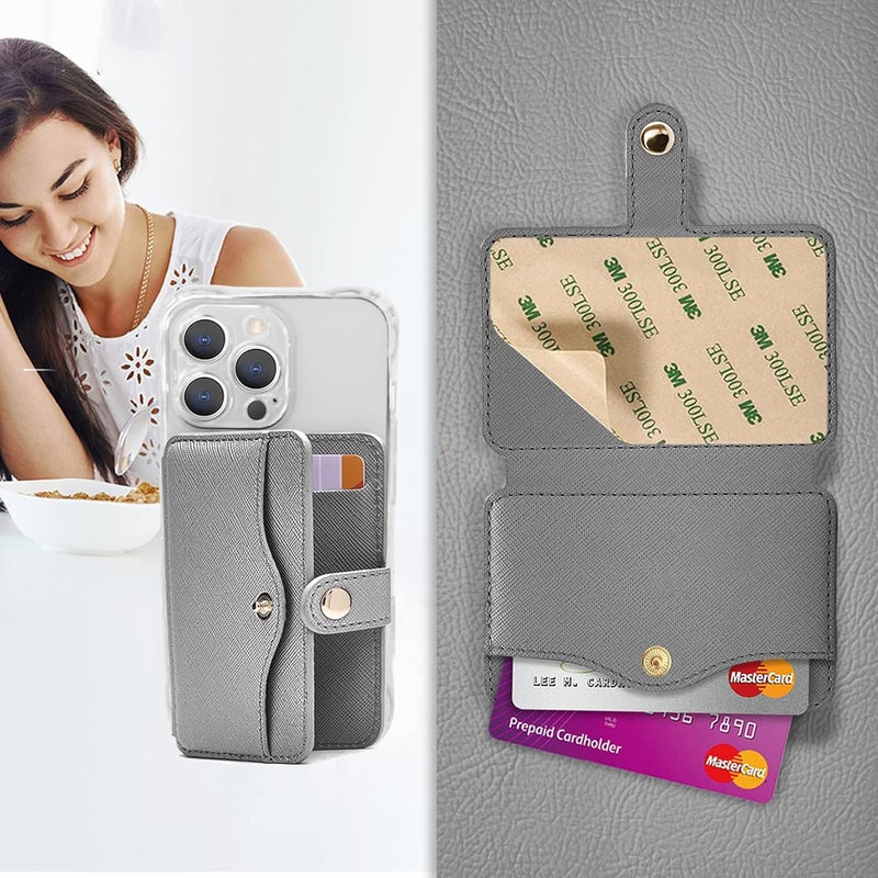 M-Plateau Phone Wallet for Men, Card Holder for Back of Phone,Minimalist Wallet for Men with 1pc 3M Sticky Adhesive.Match with iPhone 14 Pro Max Case and Most Smartphones (Gray) - Image 2
