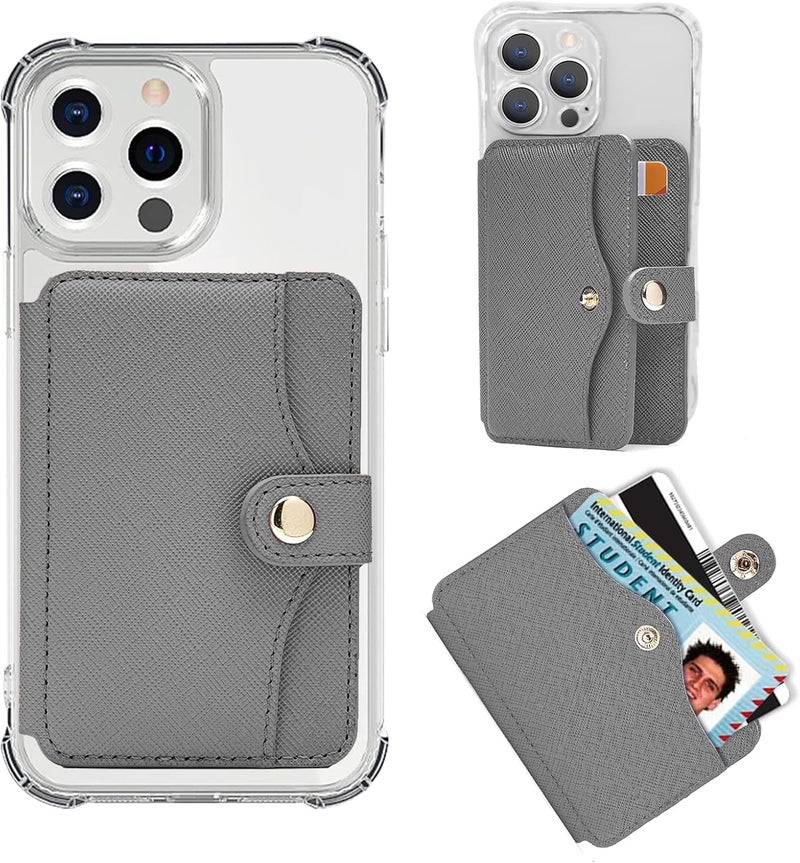 M-Plateau Phone Wallet for Men, Card Holder for Back of Phone,Minimalist Wallet for Men with 1pc 3M Sticky Adhesive.Match with iPhone 14 Pro Max Case and Most Smartphones (Gray) - Image 1