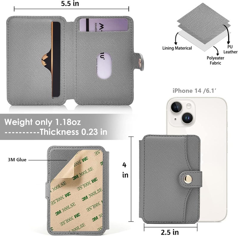 M-Plateau Phone Wallet for Men, Card Holder for Back of Phone,Minimalist Wallet for Men with 1pc 3M Sticky Adhesive.Match with iPhone 14 Pro Max Case and Most Smartphones (Gray) - Image 4