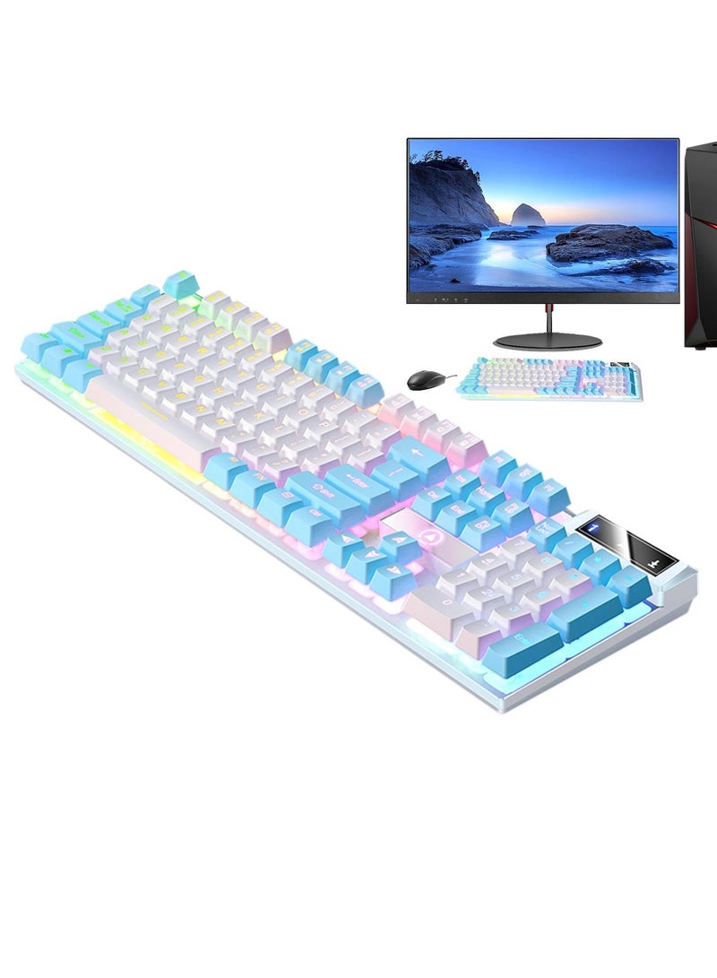 Excefore Mechanical Gaming Keyboard DIY RGB 104 Keys Ultra Slim LED Backlit USB Wired Keyboard Durable Abs Keycaps Responsive Keystrokes Spill Resistant Computer Keyboard for PC Mac Xbox Gamer - Image 1