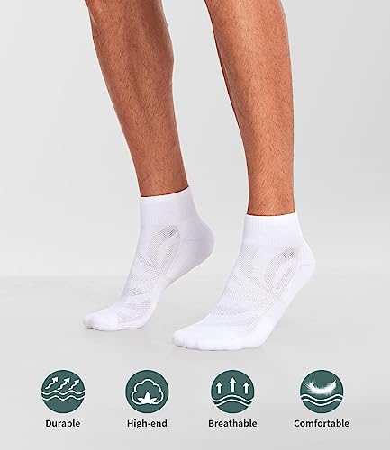 Lapulas Mens Ankle Socks 6 Pack, White Quarter Socks with Cushion for Running Athletic Sport - Image 5