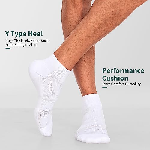 Lapulas Mens Ankle Socks 6 Pack, White Quarter Socks with Cushion for Running Athletic Sport - Image 3