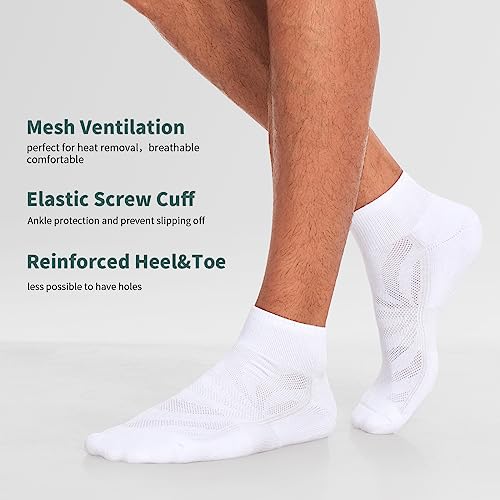 Lapulas Mens Ankle Socks 6 Pack, White Quarter Socks with Cushion for Running Athletic Sport - Image 4
