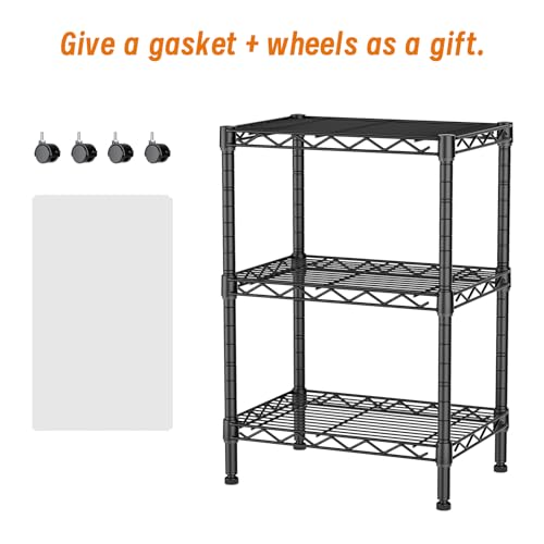 Golpart 3 Tier Adjustable Storage Shelves Heavy Duty Metal Utility Shelf Wire Shelving Unit Organizer Rack for Home Kitchen Office Bathroom Pantry Room 12" D x 18" W x 30" H - Image 3