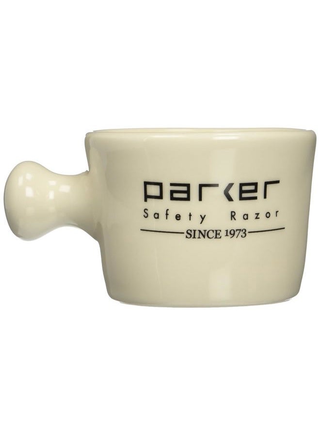 Parker Safety Razor Parker Deluxe Stoneware Apothecary Shaving Mug – for use with up to 3” Shave Soaps and Lathering Shave Creams – Handmade in The USA (Ivory) - Image 1