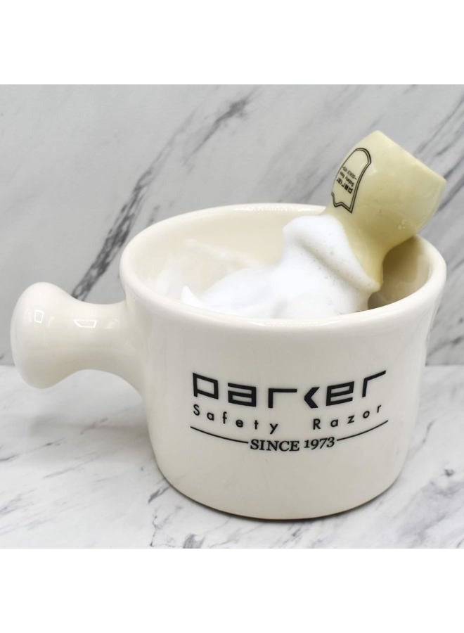 Parker Safety Razor Parker Deluxe Stoneware Apothecary Shaving Mug – for use with up to 3” Shave Soaps and Lathering Shave Creams – Handmade in The USA (Ivory) - Image 2