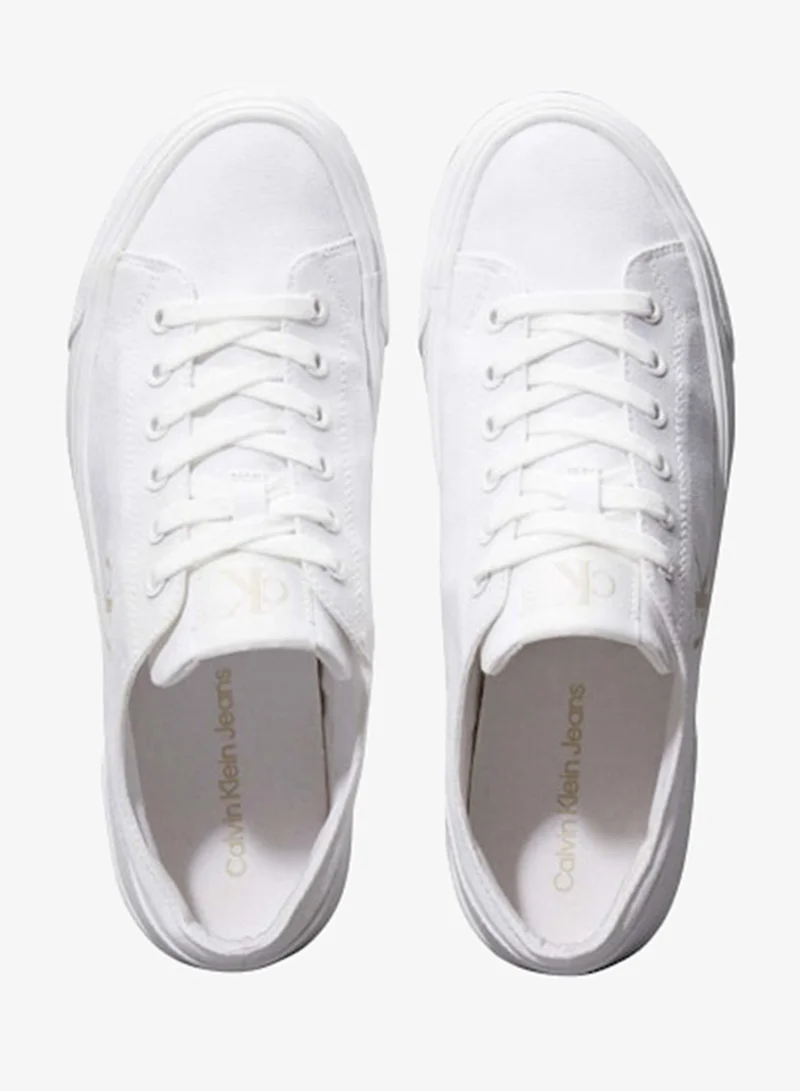 Calvin Klein Triple Bright White Canvas Flatform Trainers for Women | Best Price UAE