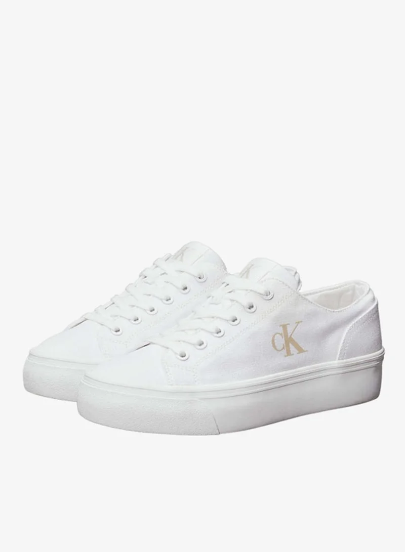 Calvin Klein Triple Bright White Canvas Flatform Trainers for Women | Best Price UAE