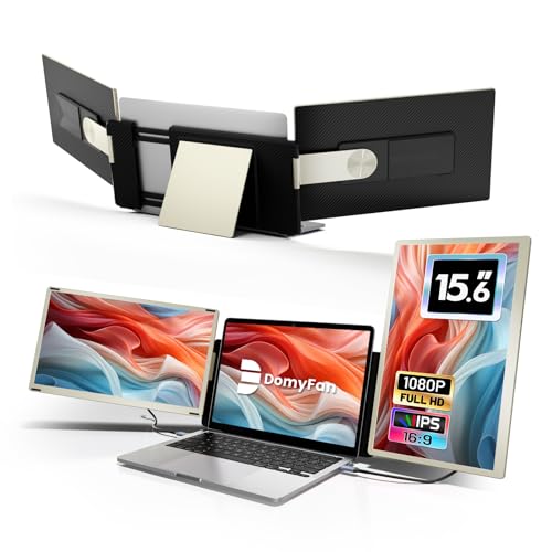 domyfan 15.6" Laptop Screen Extender, 120% sRGB FHD 1080P IPS Triple Portable Laptop Monitor Extender with Type-C USB HDMI Plug-Play for Mac, Windows, Chrome, Android, Fits All Laptops - Image 1